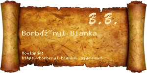 Borbényi Bianka névjegykártya